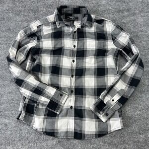 Forever 21 Men Plaid Long Sleeve Button Up Size S Small Black /‎ White